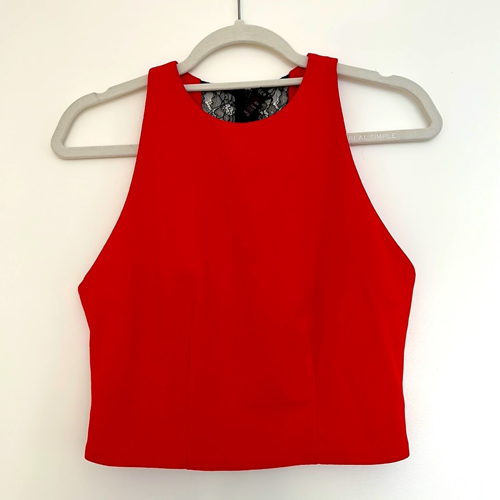 Alice and Olivia Red Blouse with Lace